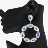 89932, MARQUISE ROUND MULTI RHINESTONE EVENING EARRING
