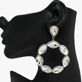 89932, MARQUISE ROUND MULTI RHINESTONE EVENING EARRING