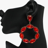 89932, MARQUISE ROUND MULTI RHINESTONE EVENING EARRING
