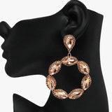 89932, MARQUISE ROUND MULTI RHINESTONE EVENING EARRING