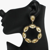 89932, MARQUISE ROUND MULTI RHINESTONE EVENING EARRING