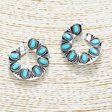 Western Metal with Turquoise Stone Earring - view 2