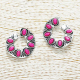 Western Metal with Turquoise Stone Earring - view 4