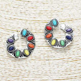 Western Metal with Turquoise Stone Earring - view 5
