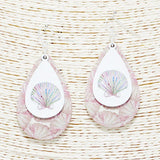 Seashell Print Teardrop Wood Earring
