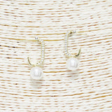 89971, PEARL ACCENT PAVE RHINESTONE EARRING