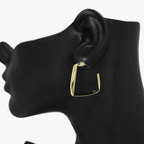 89973, GOLD DIPPED RECTANGLE HOOP EARRING
