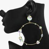 Multi Rhinestone Accent Round Earring