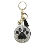 89997, ROUND PAW PRINT CRYSTAL EMBELLISHED KEYCHAIN