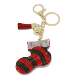 89997, CHRISTMAS SOCKS CRYSTAL EMBELLISHED KEYCHAIN