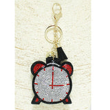 89997, ALARM CLOCK CRYSTAL EMBELLISHED KEYCHAIN