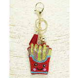 89997, SMILE HAPPY FACE FRENCH FRIES CRYSTAL EMBELLISHED KEYCHAIN
