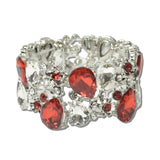 114051, SORORITY RHINESTONE TEARDROP FLORAL FILIGREE STRETCH BRACELET