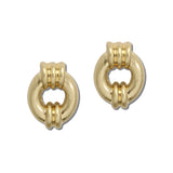 114588, WATER RESISTANT RIBBED DOORKNOCKER CIRCLE STUD EARRINGS