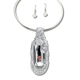 JN11498RCL_JK 8 · Wire Wrapped Stone Choker Necklace Set – Silver/Clear