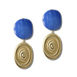 ER263010RB_FF 8 · Resin Pebble Sunburst Oval Drop Earrings – Gold/Royal Blue