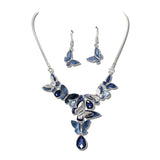 Butterfly Cluster Necklace Earring Set – Silver/Blue · YNE5459SBL_AJ 8