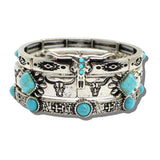 Western Steer Skull And Turquoise 3 Piece Stretch Bracelet Set – Silver Burnished/Turquoise · BB04415-SBTQ_MO 8