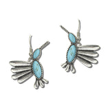 Western Hummingbird Stone Drop Earrings – Silver Burnished/Turquoise · JE3910-SBTQS_JOL 8