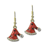 Christmas Santa Hat Rhinestone And Enamel Drop Earrings – Gold/Multi · EJ20248_JOY 8