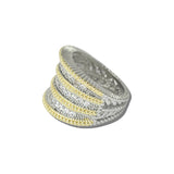 K2332-7 8 · 14K Gold Plated Multi Row CZ Pave Ring – 7