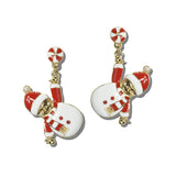 AE9022-GMT_MO 8 · Enamel Snowman Christmas Drop Earrings – Gold/Multi