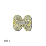 14K Gold Plated Pave CZ Crossover Statement Ring – 8 · K2322-8_MX 8