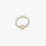 90012, EPOXY SMILE HAPPY FACE ACCENT FRESHWATER PEARL STRETCH RING