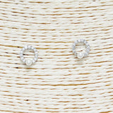 Gold Dipped Dainty Pearl Accent Pave Round Stud Earring