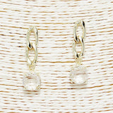 Gold Dipped Round Glass Crystal Drop Earring