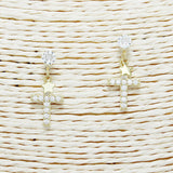 90032, GOLD DIPPED CROSS & STAR CHARM DANGLE EARRING