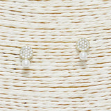 Gold Dipped Pearl Accent Micropave Stud Earring