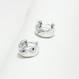 Rhodium Dipped Waffle Pattern Huggies Earring