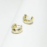 Gold Dipped Waffle Pattern Huggies Earring