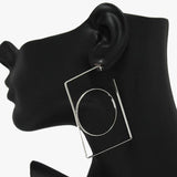 Rhodium Dipped Geometric Metal Earring