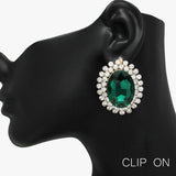 90051, OVAL ACCENT RHINESTONE CLIP ON EARRING