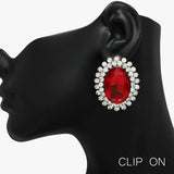 90051, OVAL ACCENT RHINESTONE CLIP ON EARRING