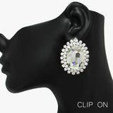 90051, OVAL ACCENT RHINESTONE CLIP ON EARRING