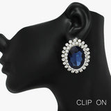 90051, OVAL ACCENT RHINESTONE CLIP ON EARRING