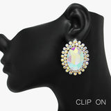 90051, OVAL ACCENT RHINESTONE CLIP ON EARRING