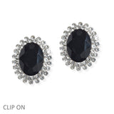 90051, OVAL ACCENT RHINESTONE CLIP ON EARRING