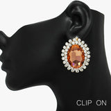 90051, OVAL ACCENT RHINESTONE CLIP ON EARRING