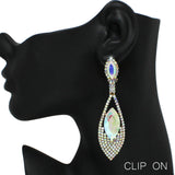 90052, MARQUISE ACCENT RHINESTONE CLIP ON EARRING