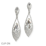 90052, MARQUISE ACCENT RHINESTONE CLIP ON EARRING