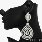 90053, TEARDROP ACCENT RHINESTONE CLIP ON EARRING