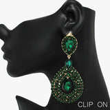 90053, TEARDROP ACCENT RHINESTONE CLIP ON EARRING
