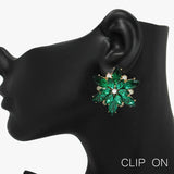 90054, FLOWER RHINESTONE CLIP ON EARRING