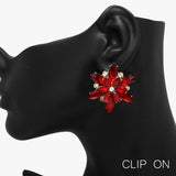 90054, FLOWER RHINESTONE CLIP ON EARRING