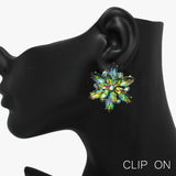 90054, FLOWER RHINESTONE CLIP ON EARRING