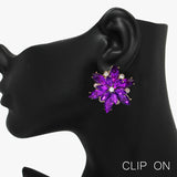 90054, FLOWER RHINESTONE CLIP ON EARRING